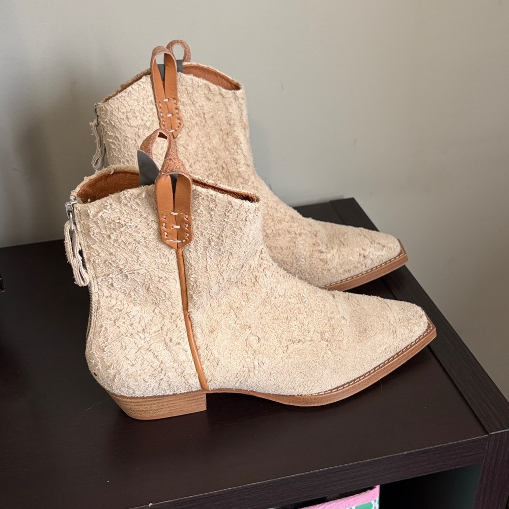 Free People Wesley Ankle Boot Bone Leather Western Inspired Square Toe US 8.5 - Picture 5 of 13